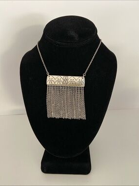 Vintage Brighton Silver Tone Fringe Pendant Long Necklace 28-32"